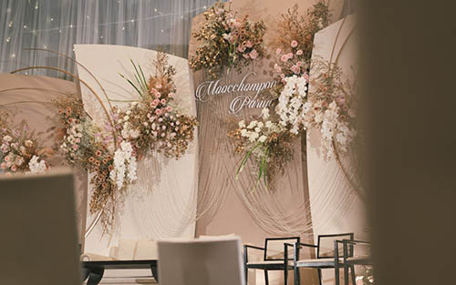 错落层次感拉幔水晶串泰式婚礼