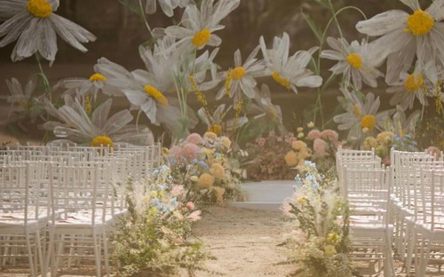 泰国小雏菊手工花海边婚礼