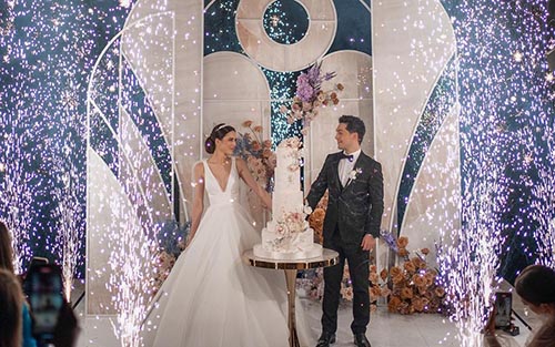 秋色系几何元素湖畔婚礼