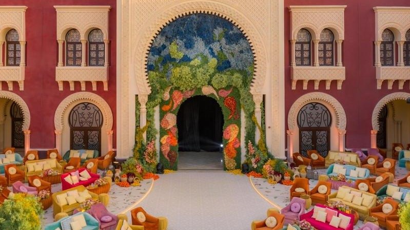 奇思妙想的巨型花艺摩洛哥婚礼