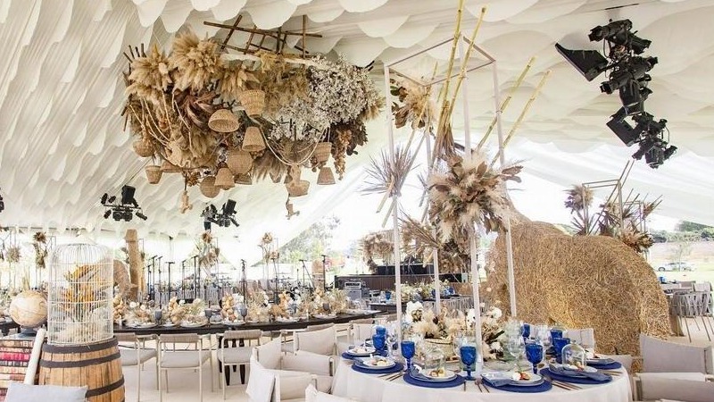 轻松自然的墨西哥草垛动物户外婚礼