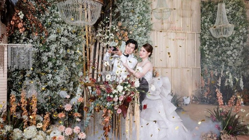 美拉德色系布幔水晶泰式婚礼